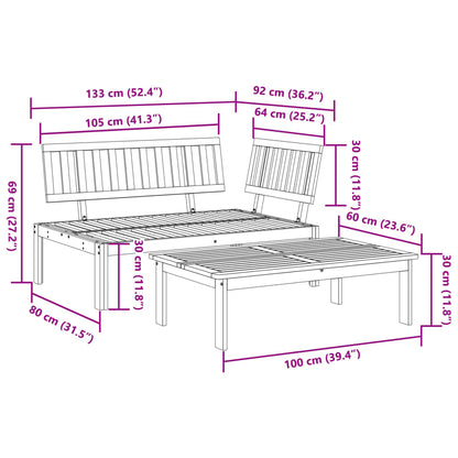 Set Divani Pallet da Giardino 2pz in Legno Massello di Acacia | homemem39