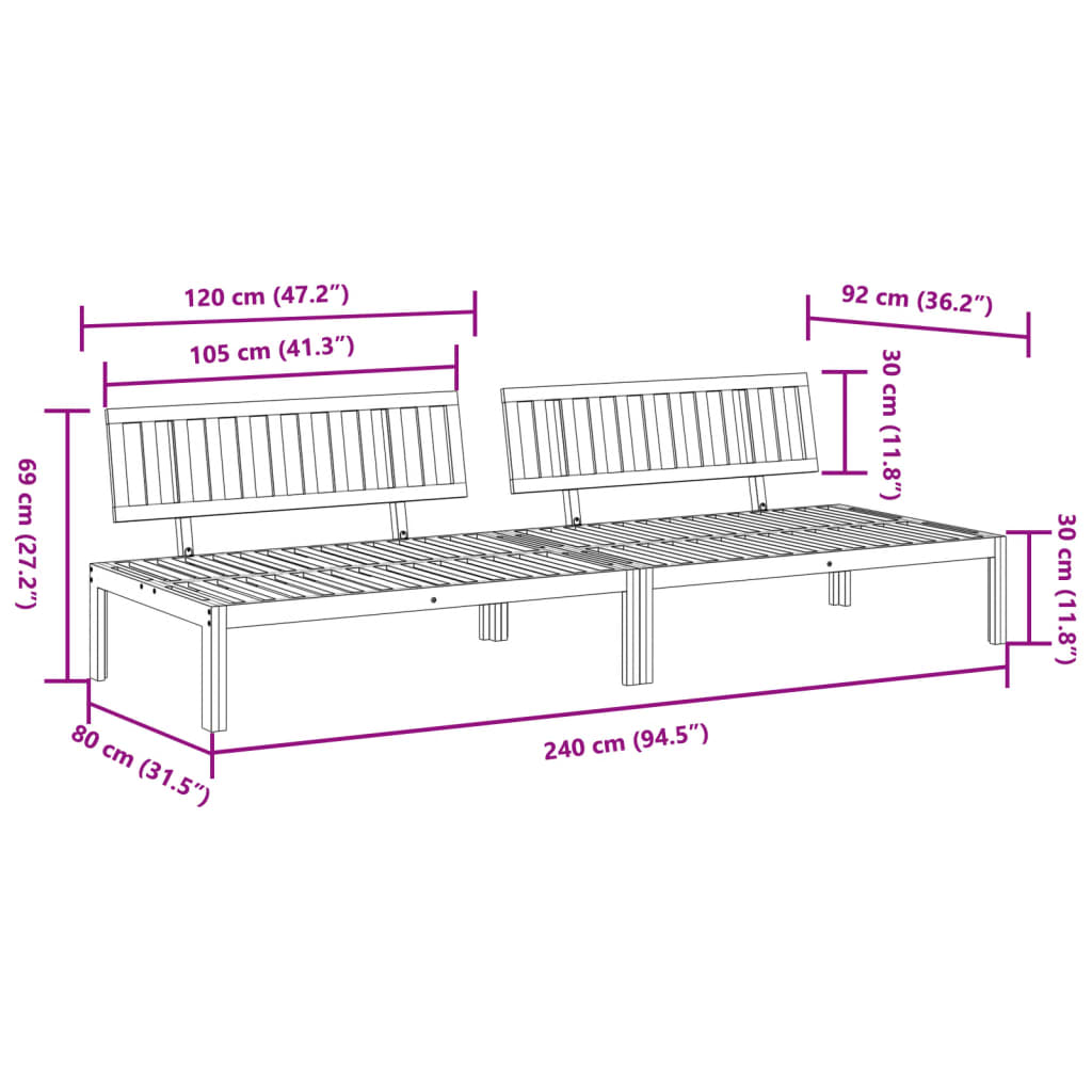 Divani Centrali da Giardino Pallet 2pz Legno Massello di Acacia | homemem39