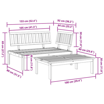 Set Divani Pallet da Giardino 2pz in Legno Massello di Acacia | homemem39