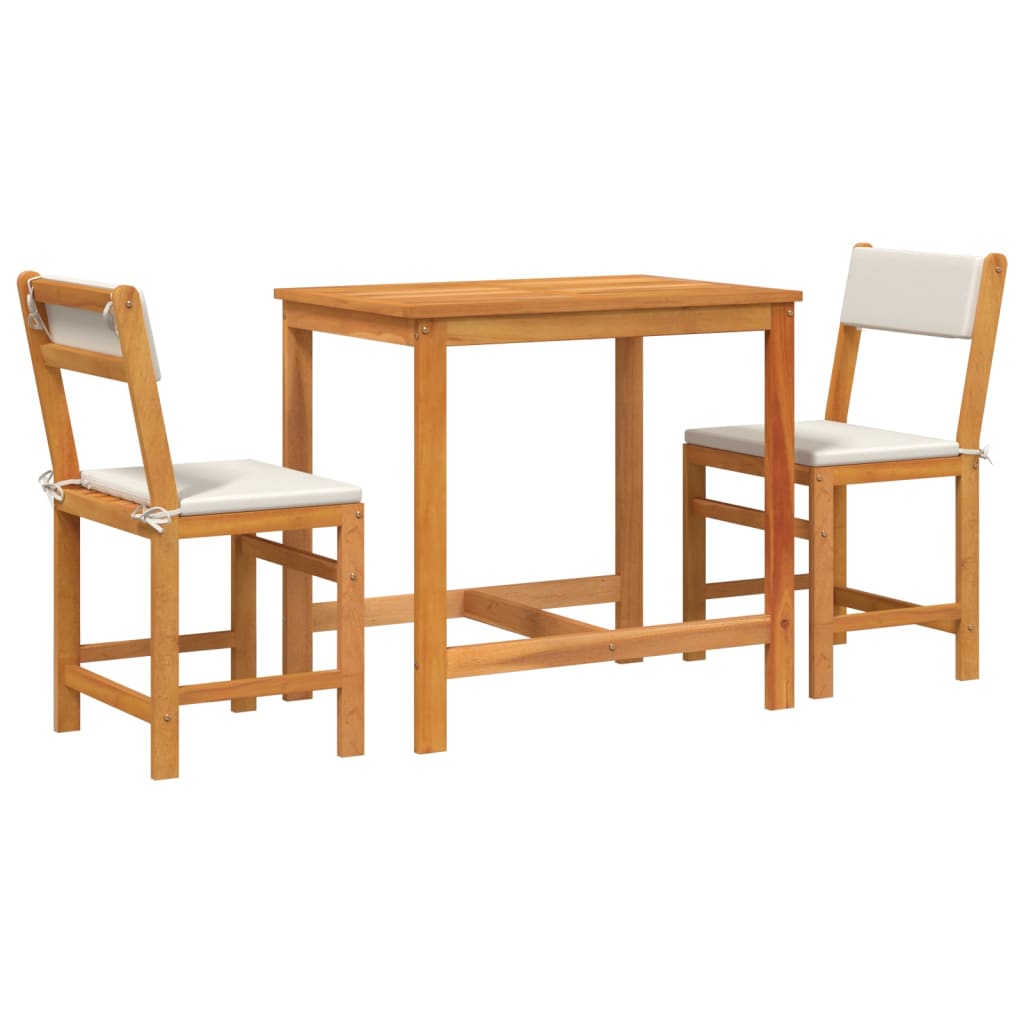 Set da Balcone 3pz con Cuscini in Legno Massello di Acacia | homemem39