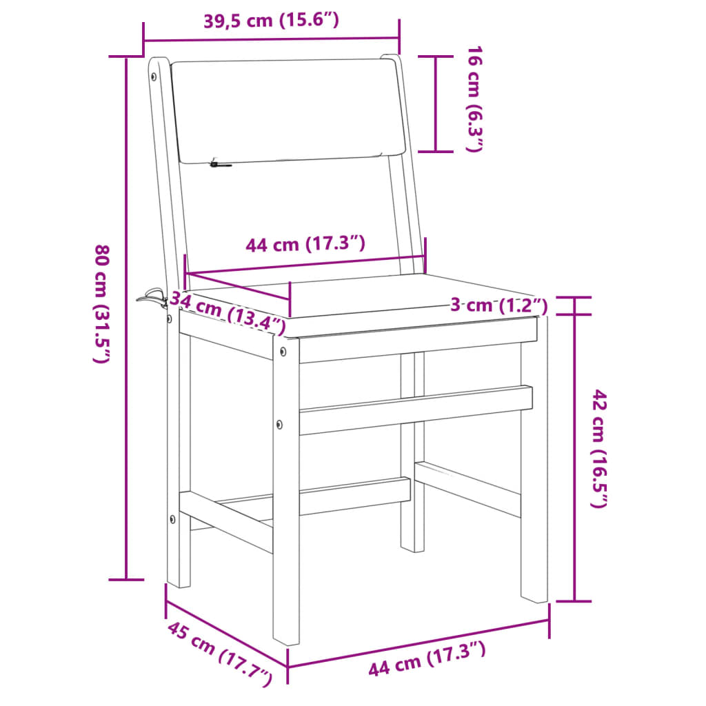 Set da Balcone 3pz con Cuscini in Legno Massello di Acacia | homemem39