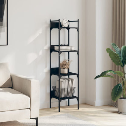 Libreria a 4 Ripiani Nera 35x30x138,5 cm in Legno Multistrato | homemem39