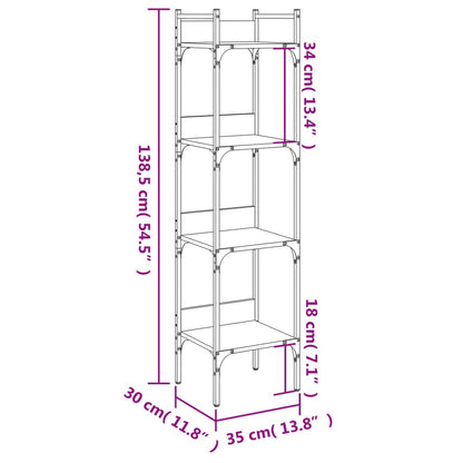 Libreria 4 Ripiani Rovere Marrone 35x30x138,5 Legno Multistrato | homemem39