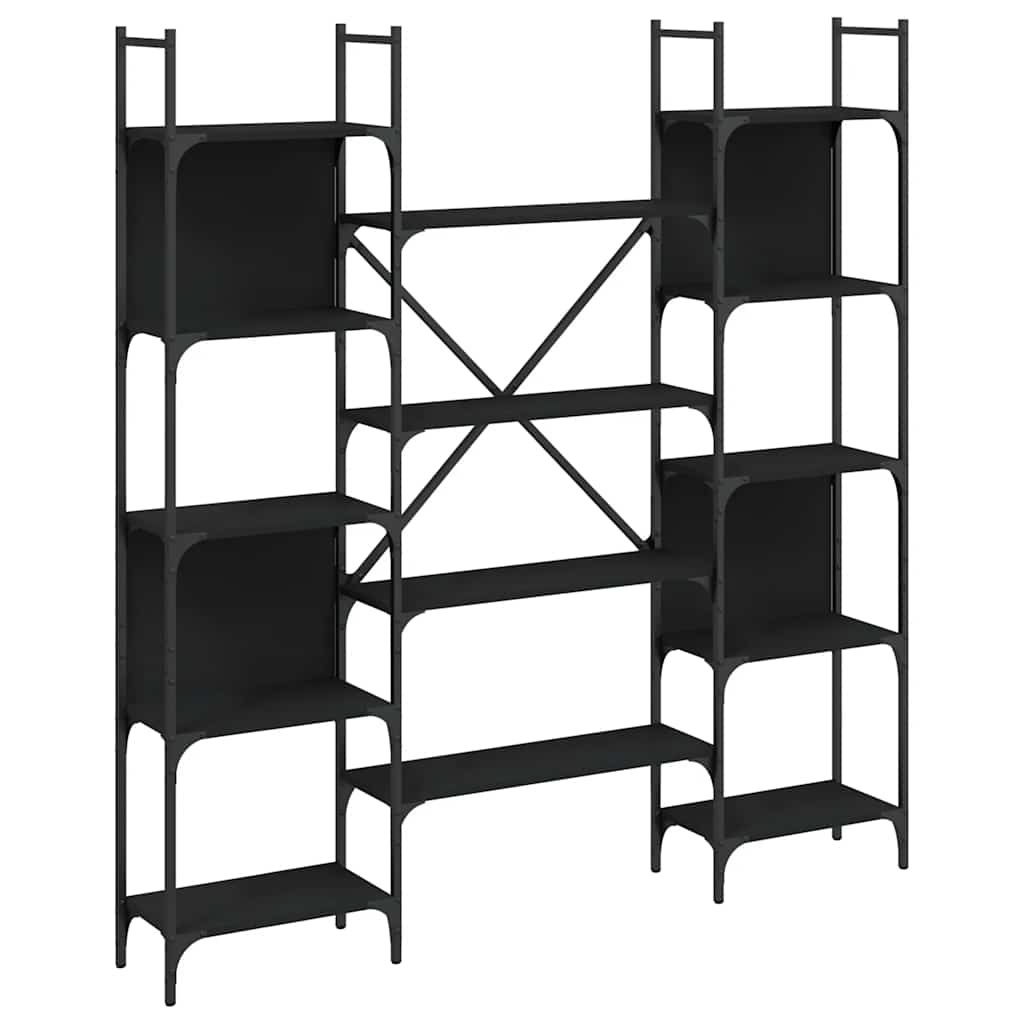 Libreria Nera 155,5x24x166,5 cm in Legno Multistrato | homemem39