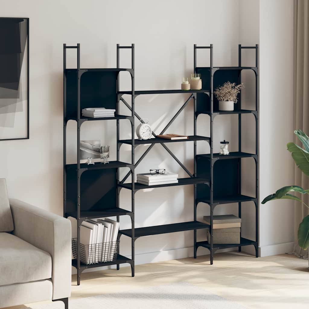 Libreria Nera 155,5x24x166,5 cm in Legno Multistrato | homemem39