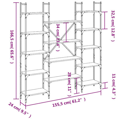 Libreria Nera 155,5x24x166,5 cm in Legno Multistrato | homemem39