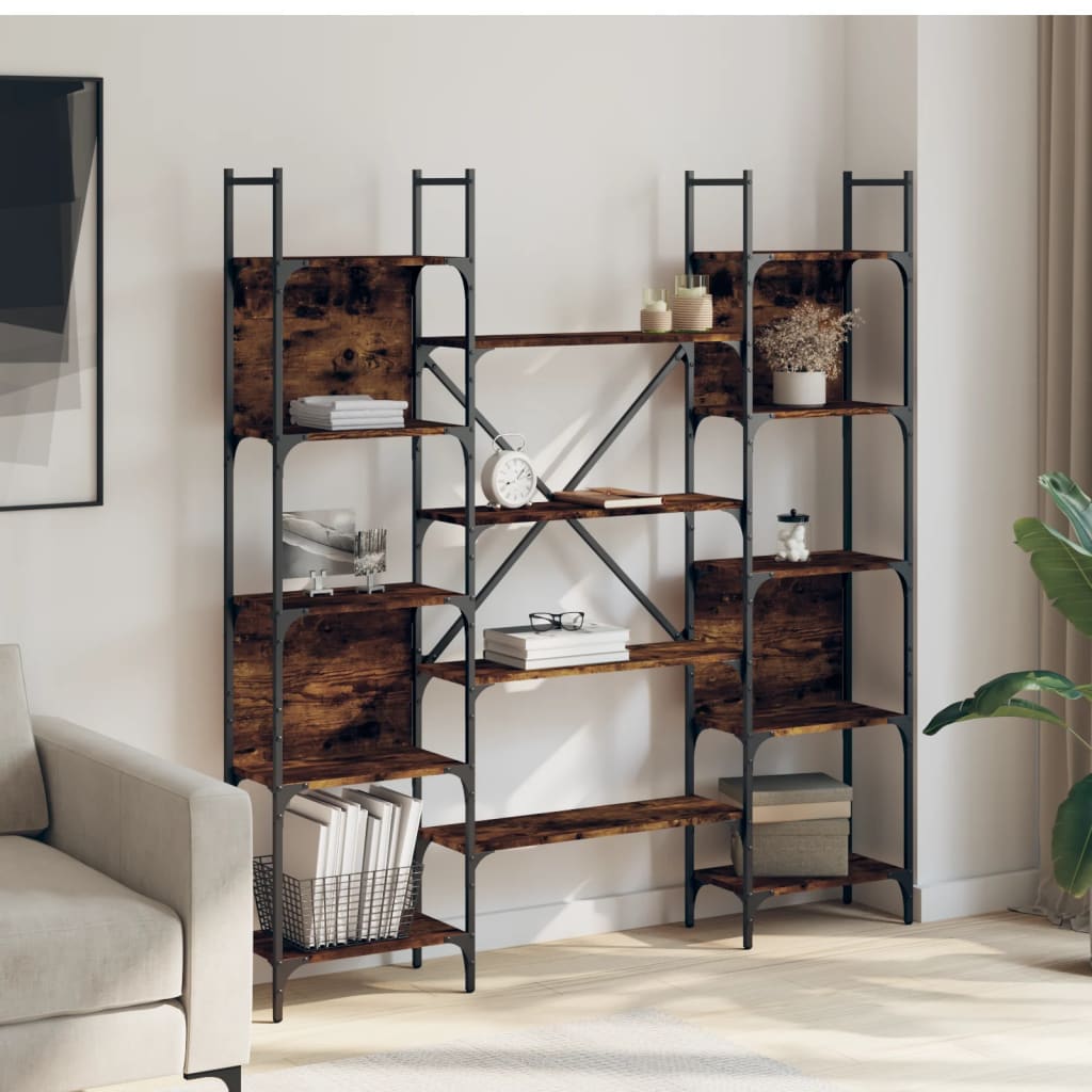 Libreria Rovere Fumo 155,5x24x166,5 cm in Legno Multistrato | homemem39