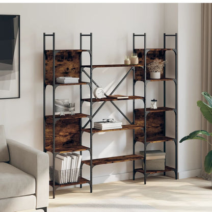 Libreria Rovere Fumo 155,5x24x166,5 cm in Legno Multistrato | homemem39