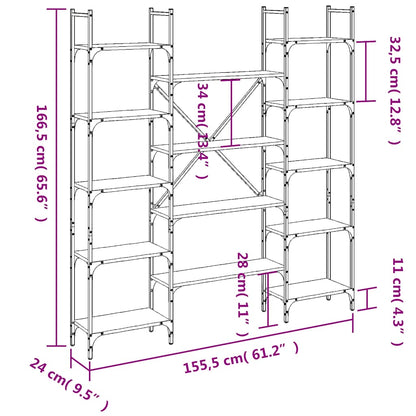 Libreria Rovere Fumo 155,5x24x166,5 cm in Legno Multistrato