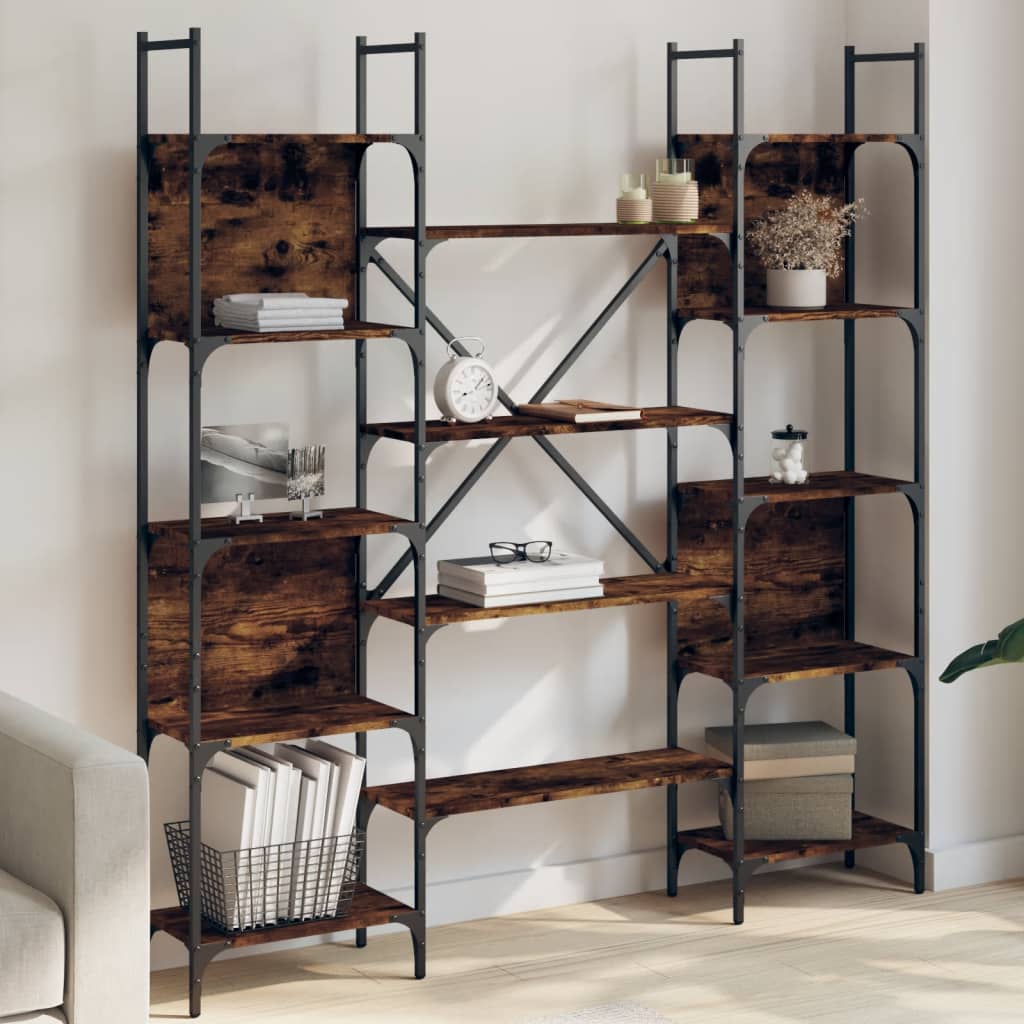 Libreria Rovere Fumo 155,5x24x166,5 cm in Legno Multistrato | homemem39