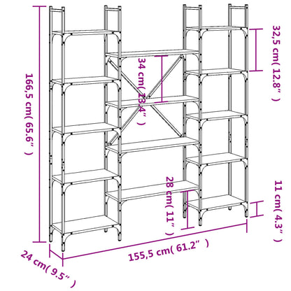 Libreria Grigio Sonoma 155,5x24x166,5 cm in Legno Multistrato | homemem39