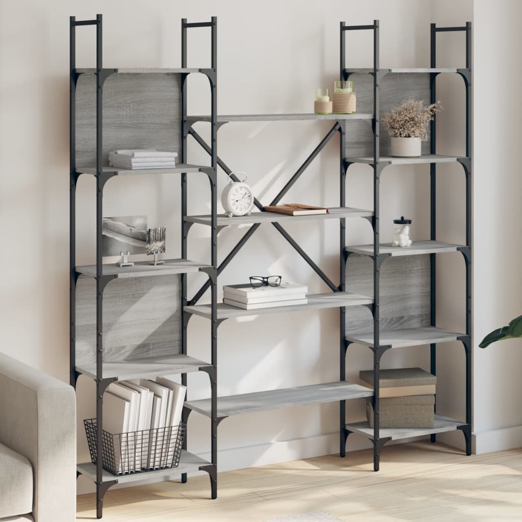 Libreria Grigio Sonoma 155,5x24x166,5 cm in Legno Multistrato | homemem39
