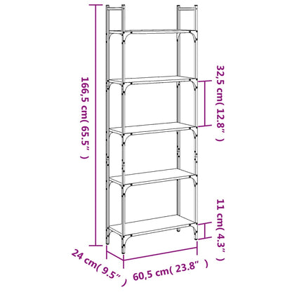 Libreria 5Ripiani Grigio Sonoma 60,5x24x166,5 Legno Multistrato | homemem39