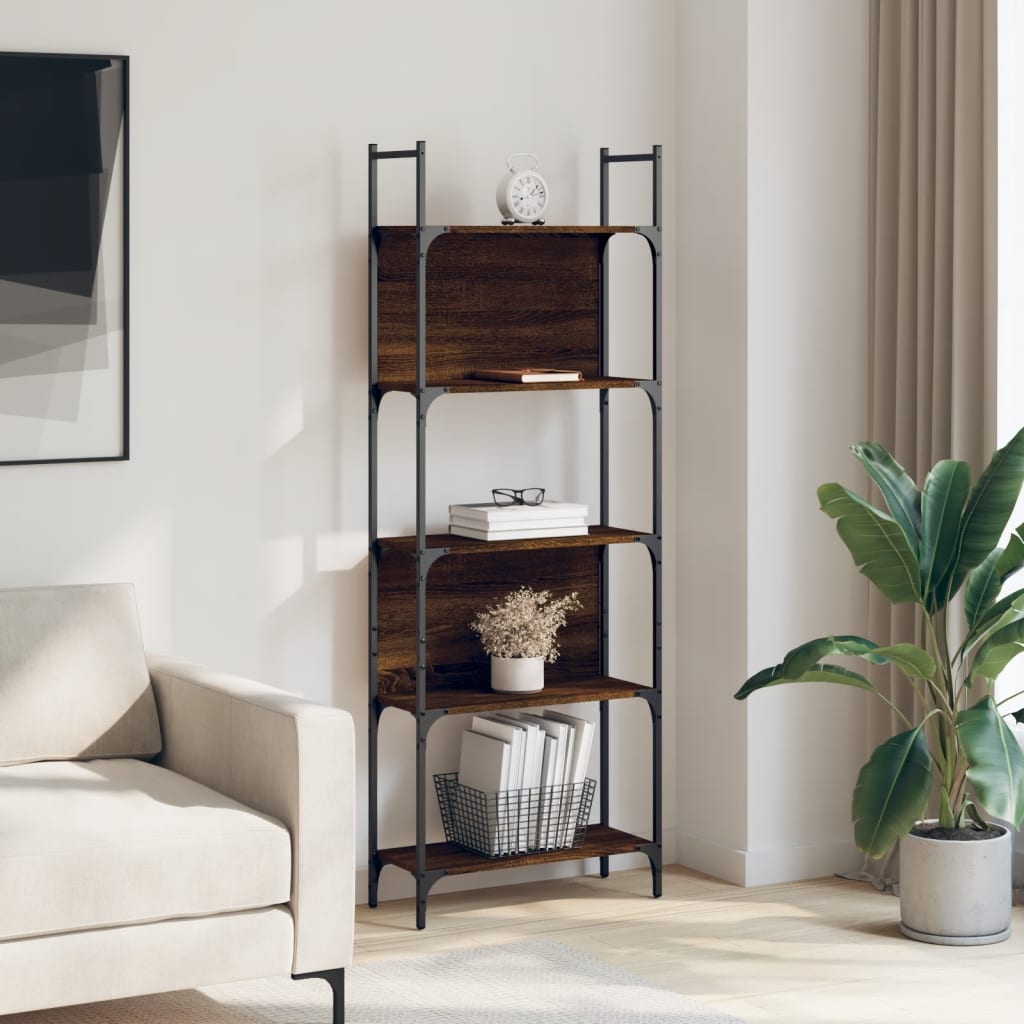 Libreria 5 Ripiani Rovere Marrone 60,5x24x166,5 cm Multistrato | homemem39