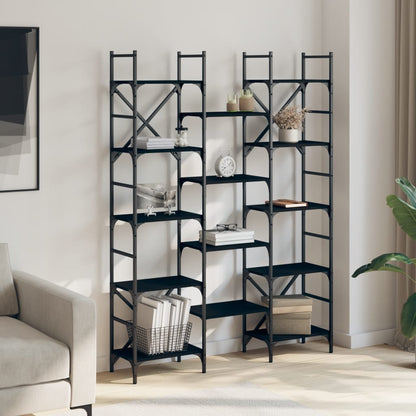 Libreria Nera 127,5x28,5x172,5 cm in Legno Multistrato | homemem39