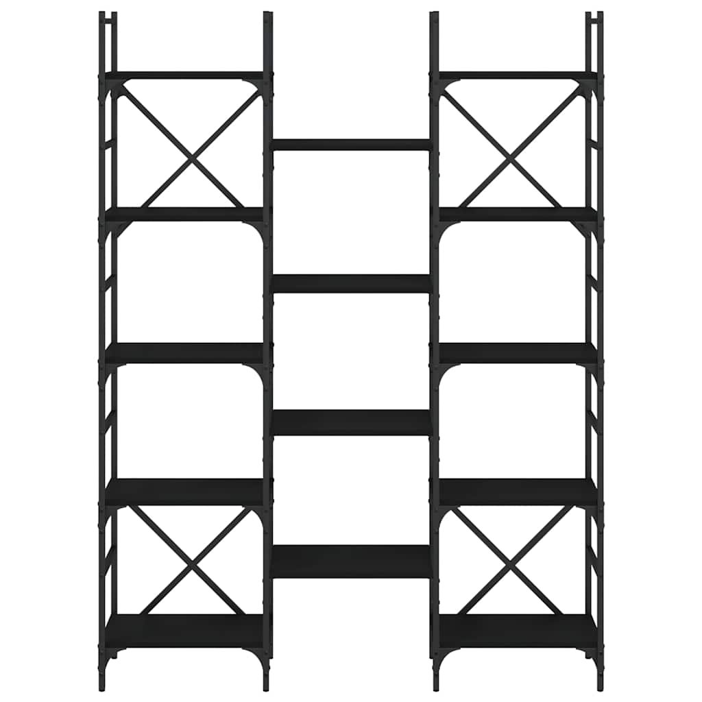 Libreria Nera 127,5x28,5x172,5 cm in Legno Multistrato | homemem39
