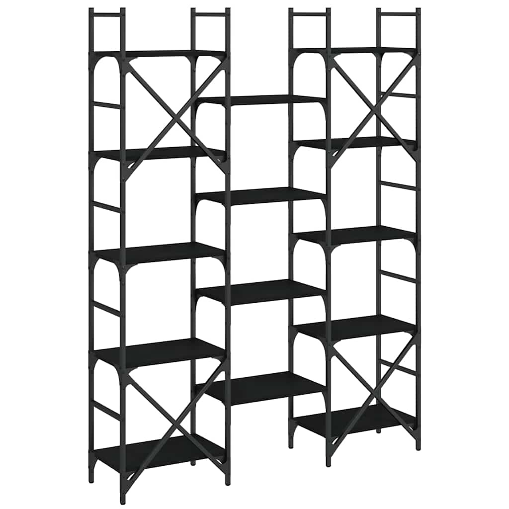 Libreria Nera 127,5x28,5x172,5 cm in Legno Multistrato | homemem39