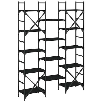 Libreria Nera 127,5x28,5x172,5 cm in Legno Multistrato | homemem39