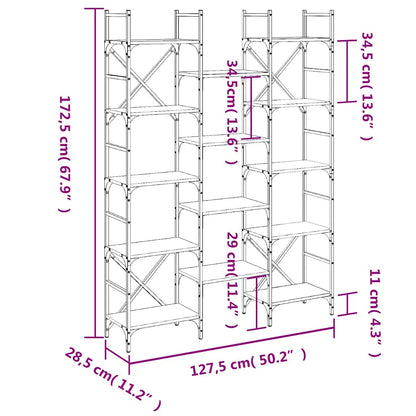 Libreria Nera 127,5x28,5x172,5 cm in Legno Multistrato | homemem39