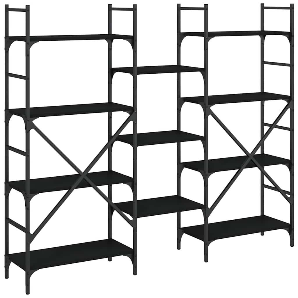 Libreria Nera 160x28,5x136,5 cm in Legno Multistrato | homemem39