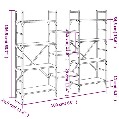 Libreria Nera 160x28,5x136,5 cm in Legno Multistrato | homemem39