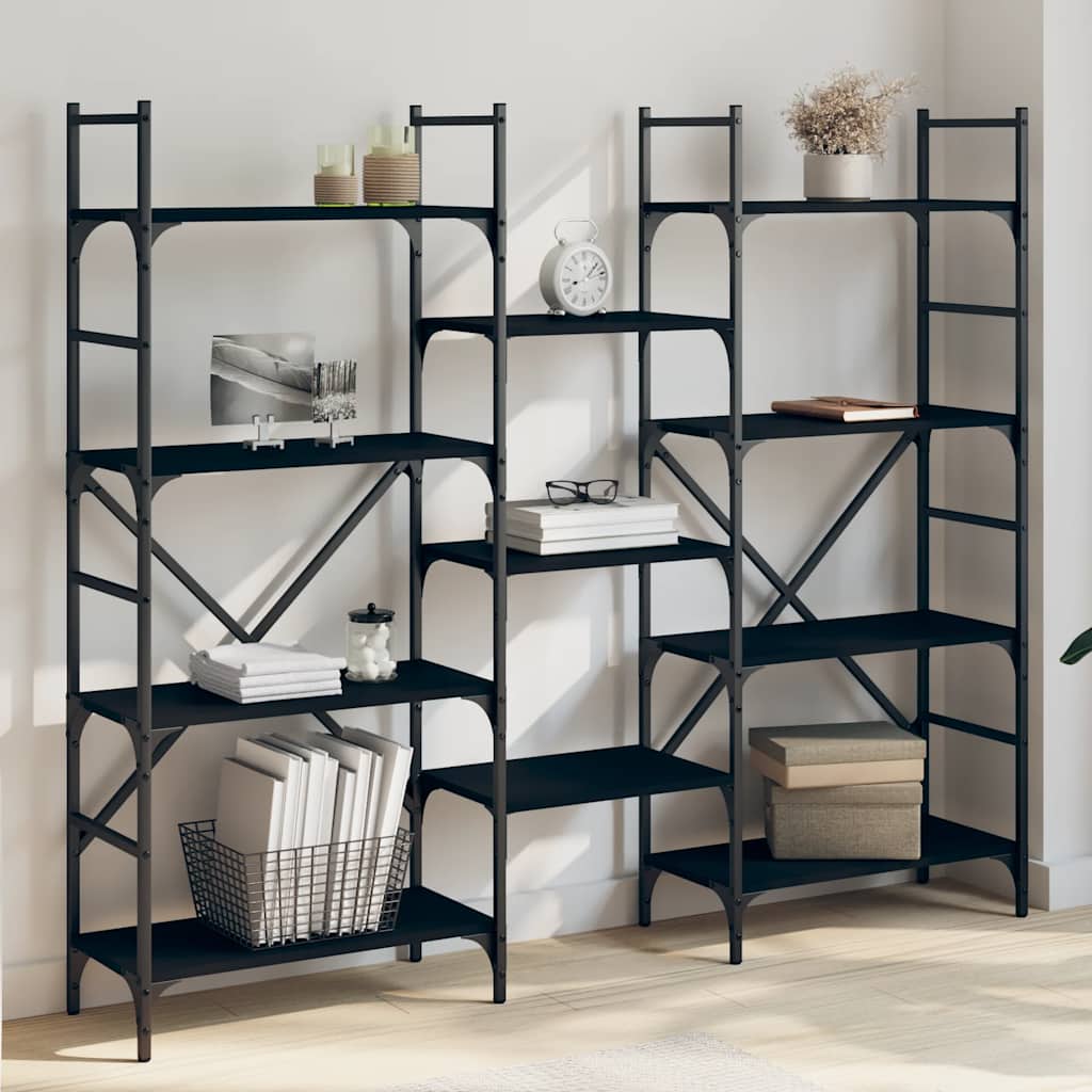 Libreria Nera 160x28,5x136,5 cm in Legno Multistrato | homemem39