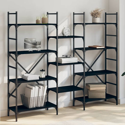Libreria Nera 160x28,5x136,5 cm in Legno Multistrato | homemem39