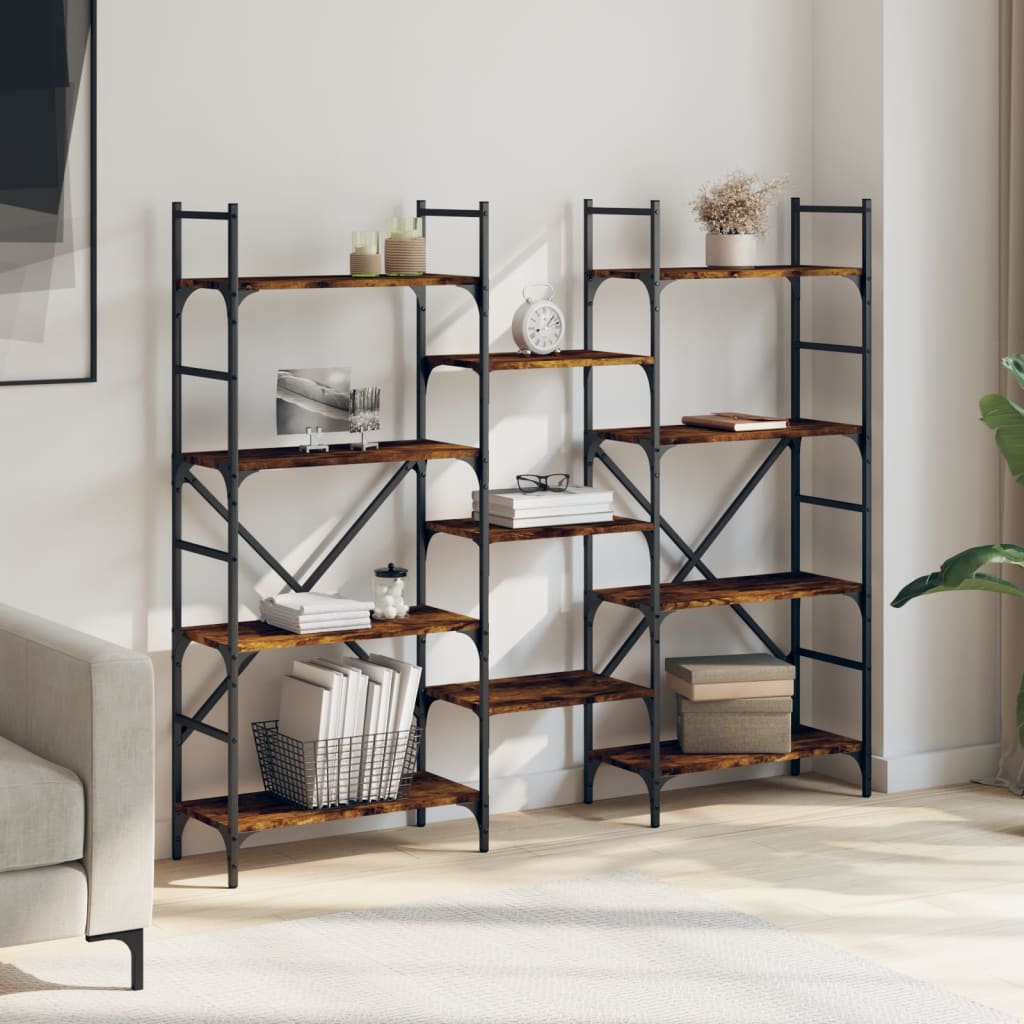 Libreria Rovere Fumo 160x28,5x136,5 cm in Legno Multistrato | homemem39