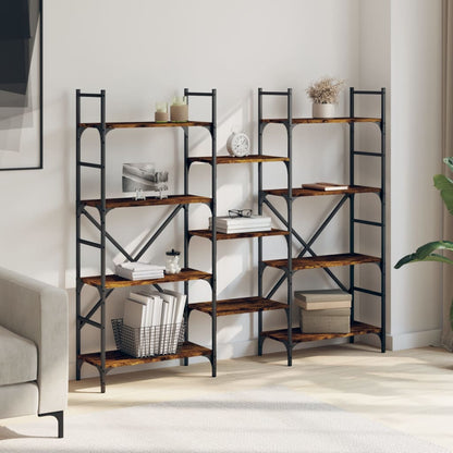 Libreria Rovere Fumo 160x28,5x136,5 cm in Legno Multistrato | homemem39