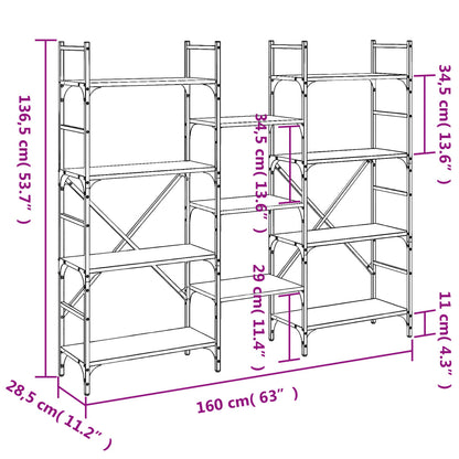 Libreria Rovere Fumo 160x28,5x136,5 cm in Legno Multistrato | homemem39