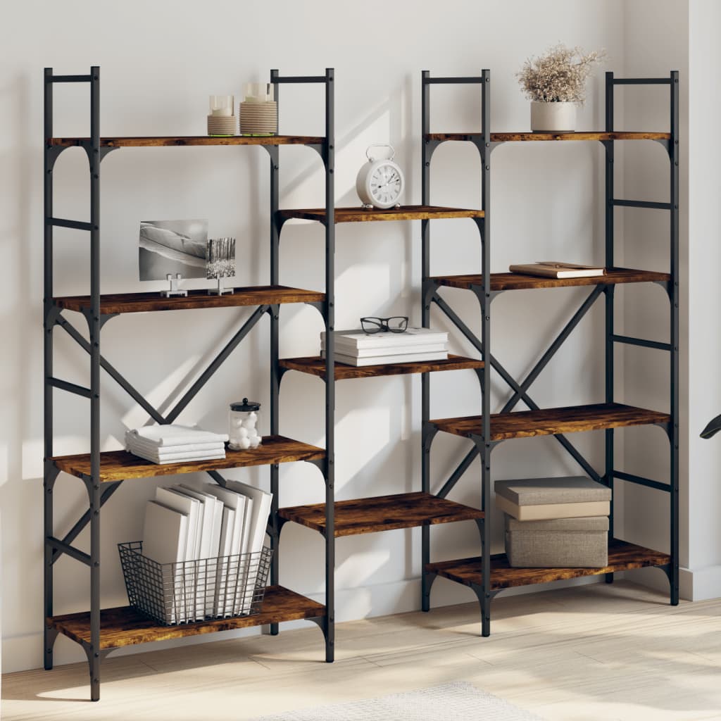 Libreria Rovere Fumo 160x28,5x136,5 cm in Legno Multistrato | homemem39