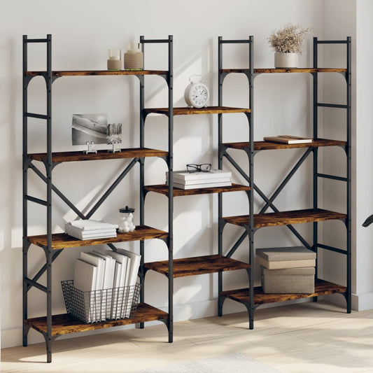 Libreria Rovere Fumo 160x28,5x136,5 cm in Legno Multistrato | homemem39