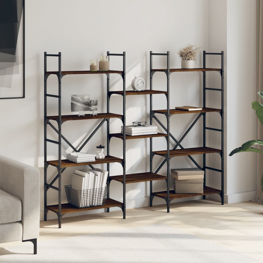 Libreria Rovere Marrone 160x28,5x136,5 cm in Legno Multistrato | homemem39
