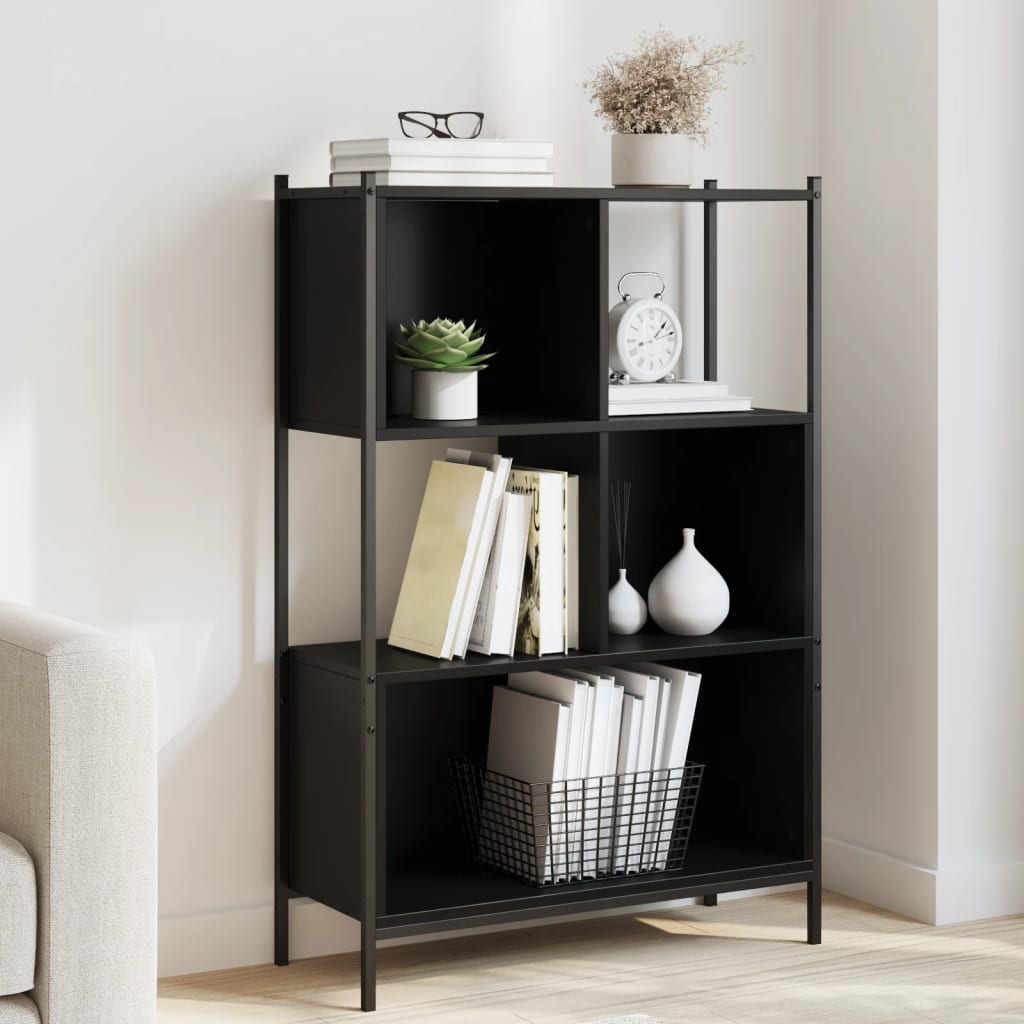 Libreria Nera 72x28x109 cm in Legno Multistrato | homemem39