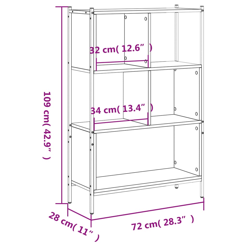 Libreria Grigio Sonoma 72x28x109 cm in Legno Multistrato | homemem39