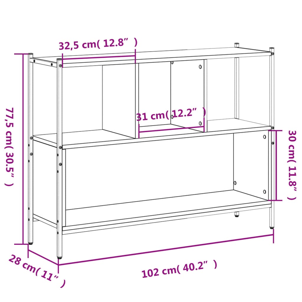 Libreria Grigio Sonoma 102x28x77,5 cm in Legno Multistrato | homemem39