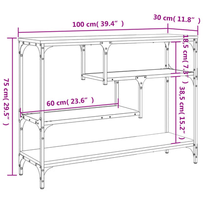 Tavolino Consolle Grigio Sonoma 100x30x75 cm Legno Multistrato