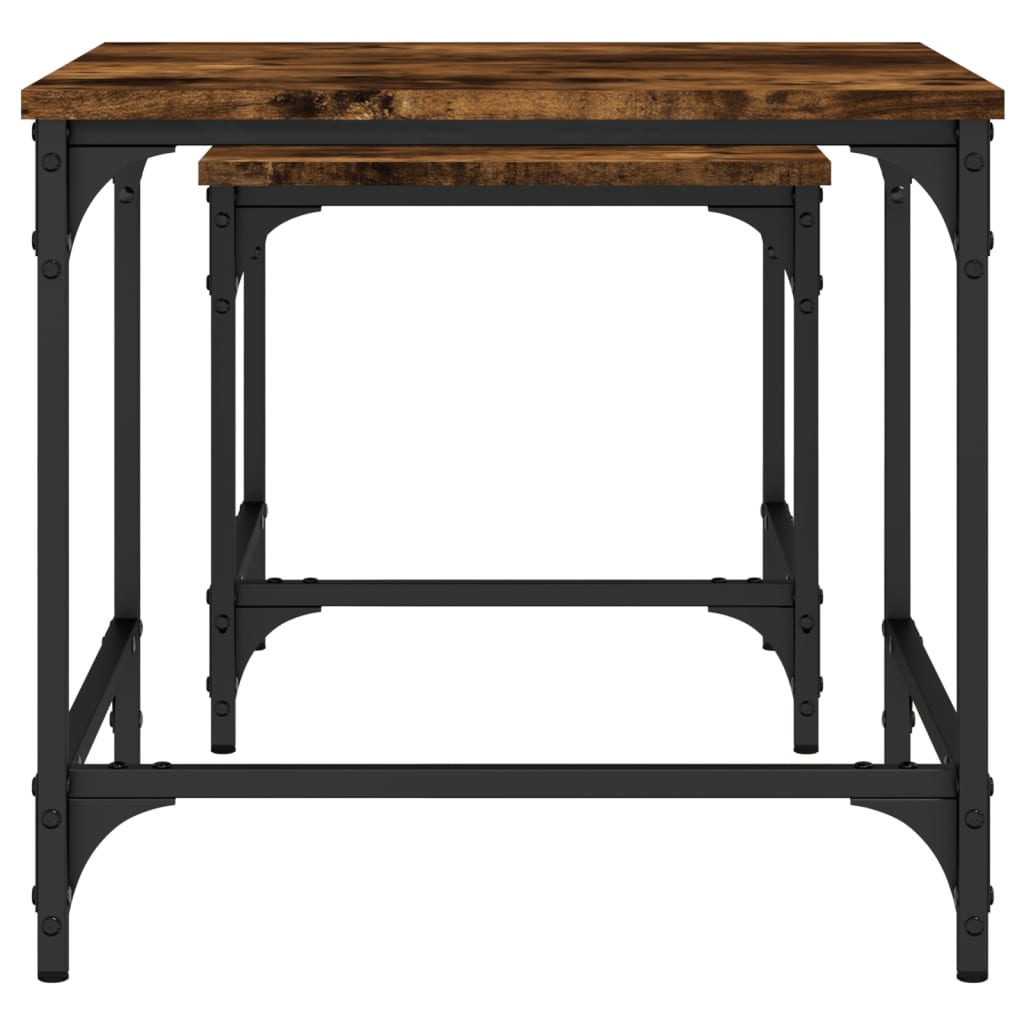 Tavolini Impilabili 2 pz Rovere Fumo in Legno Multistrato | homemem39