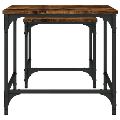 Tavolini Impilabili 2 pz Rovere Fumo in Legno Multistrato | homemem39