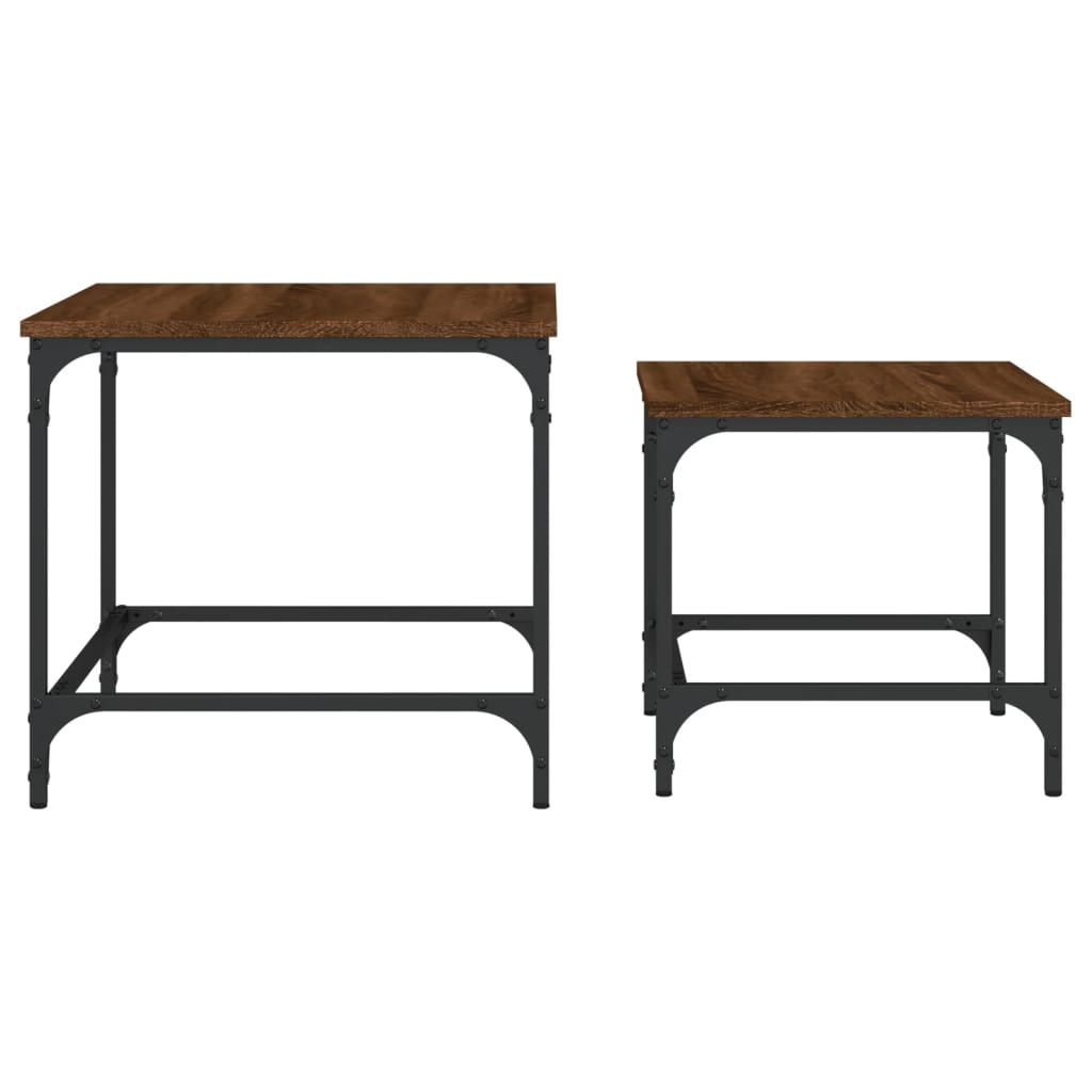Tavolini Impilabili 2 pz Rovere Marrone in Legno Multistrato | homemem39