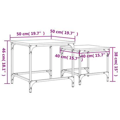 Tavolini Impilabili 2 pz Rovere Marrone in Legno Multistrato | homemem39