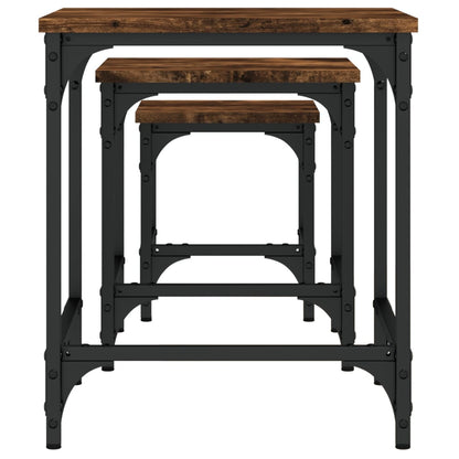 Tavolini Impilabili 3 pz Rovere Fumo in Legno Multistrato | homemem39