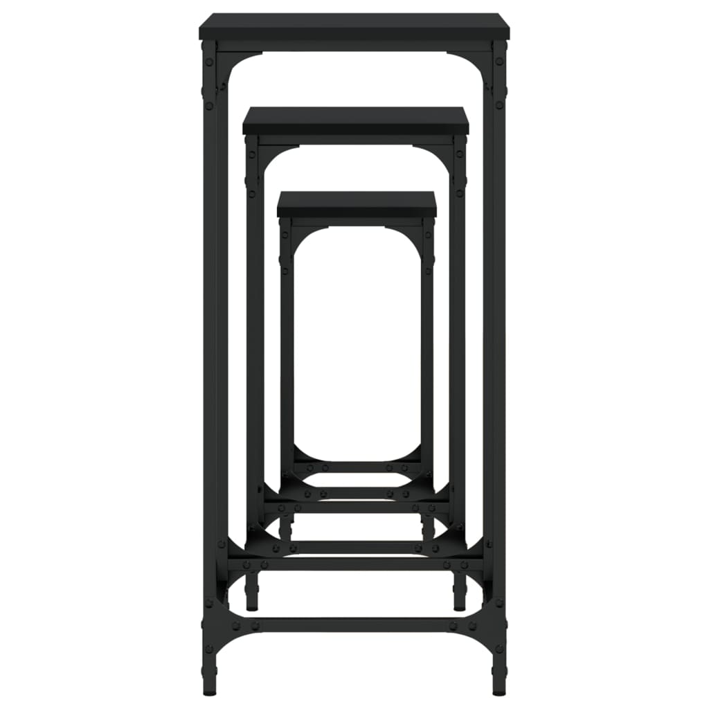 Tavolini Impilabili 3 pz Neri in Legno Multistrato | homemem39