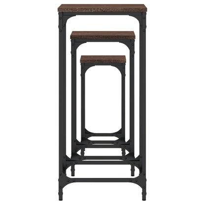 Tavolini Impilabili 3 pz Rovere Marrone in Legno Multistrato | homemem39