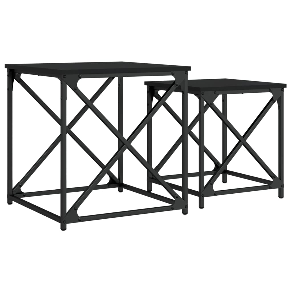 Tavolini Impilabili 2 pz Neri in Legno Multistrato | homemem39