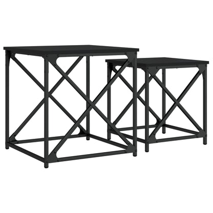 Tavolini Impilabili 2 pz Neri in Legno Multistrato | homemem39