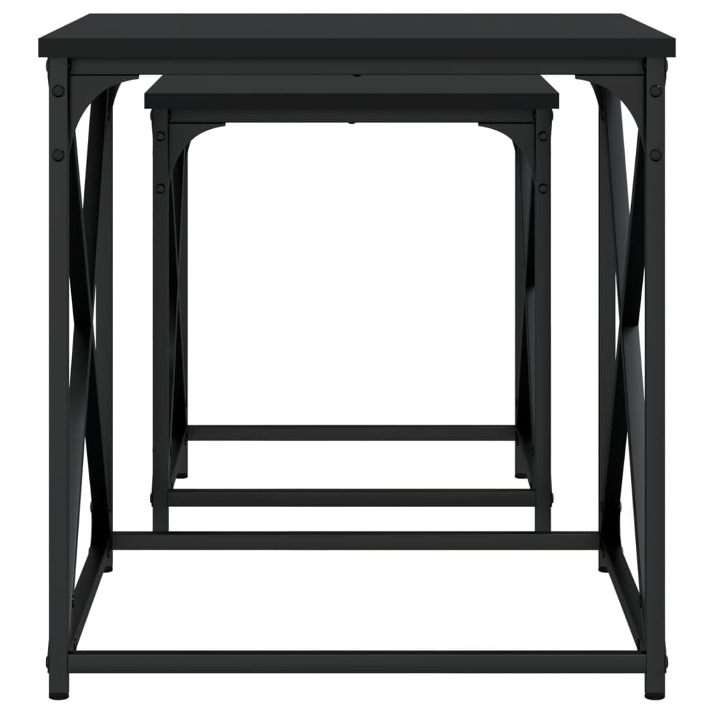Tavolini Impilabili 2 pz Neri in Legno Multistrato | homemem39