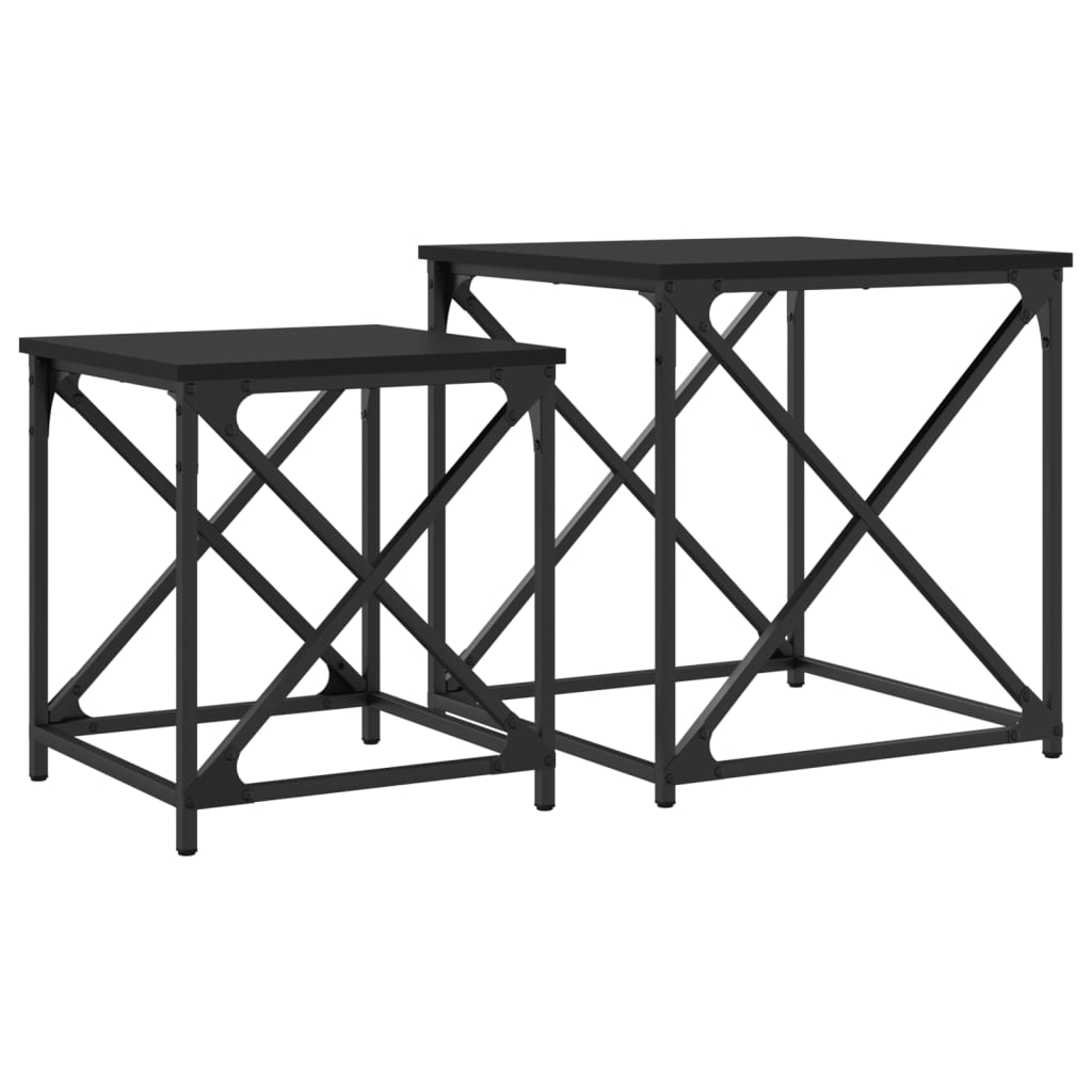 Tavolini Impilabili 2 pz Neri in Legno Multistrato | homemem39