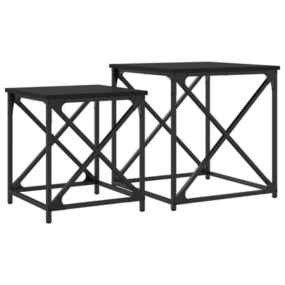 Tavolini Impilabili 2 pz Neri in Legno Multistrato | homemem39