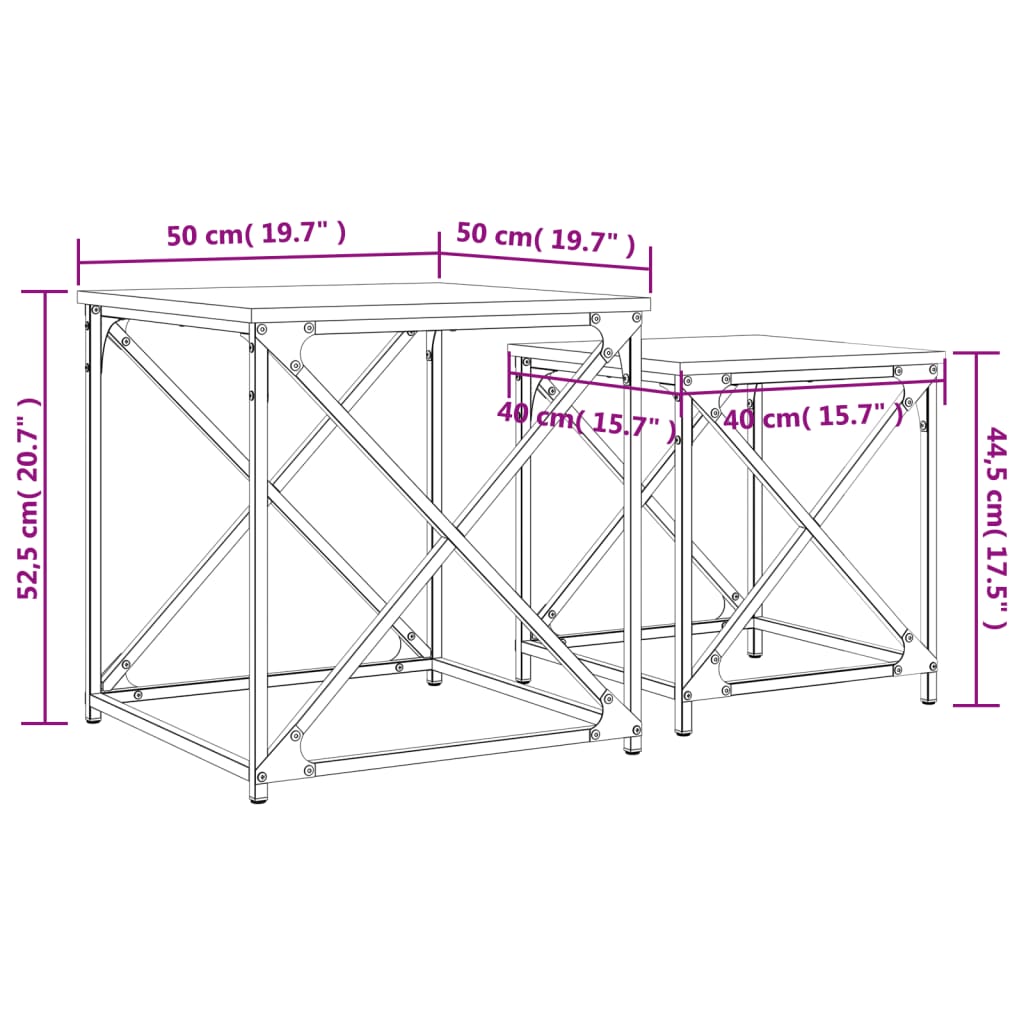 Tavolini Impilabili 2 pz Neri in Legno Multistrato | homemem39